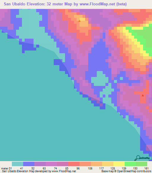 San Ubaldo,Nicaragua Elevation Map