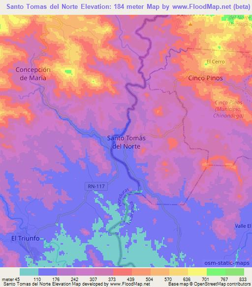 Santo Tomas del Norte,Nicaragua Elevation Map