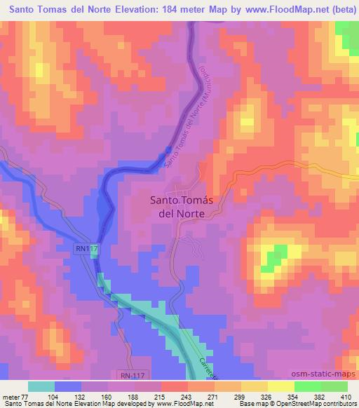 Santo Tomas del Norte,Nicaragua Elevation Map