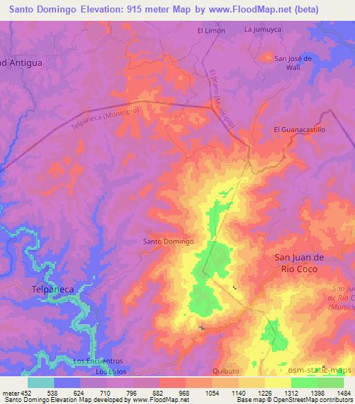 Santo Domingo,Nicaragua Elevation Map