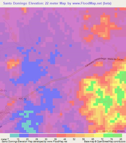 Santo Domingo,Nicaragua Elevation Map