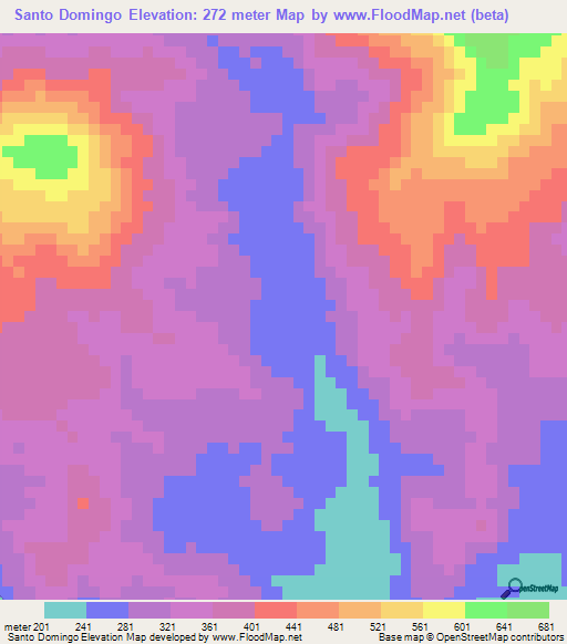 Santo Domingo,Nicaragua Elevation Map