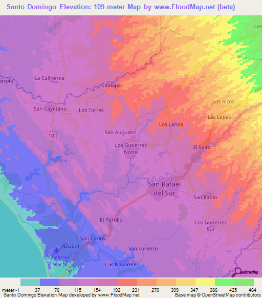 Santo Domingo,Nicaragua Elevation Map