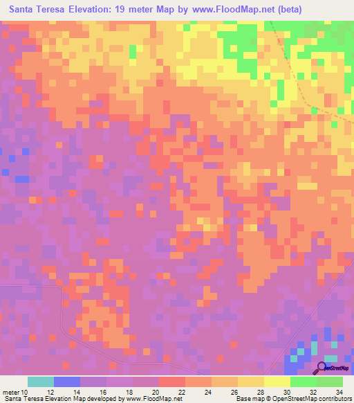 Santa Teresa,Nicaragua Elevation Map