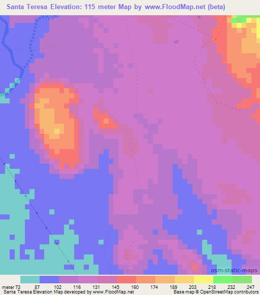 Santa Teresa,Nicaragua Elevation Map