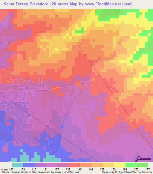 Santa Teresa,Nicaragua Elevation Map