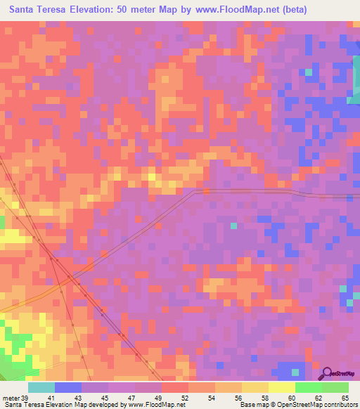 Santa Teresa,Nicaragua Elevation Map