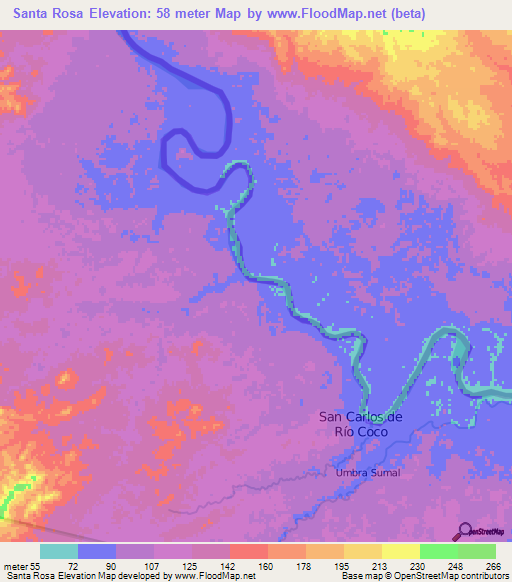 Santa Rosa,Nicaragua Elevation Map