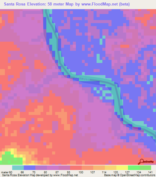 Santa Rosa,Nicaragua Elevation Map