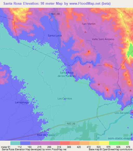 Santa Rosa,Nicaragua Elevation Map