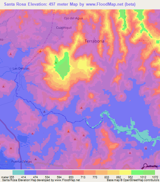 Santa Rosa,Nicaragua Elevation Map