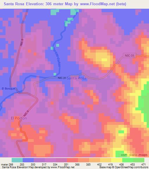 Santa Rosa,Nicaragua Elevation Map