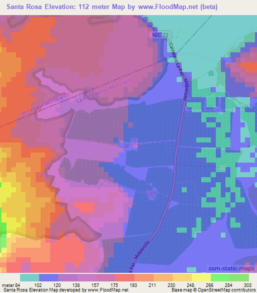 Santa Rosa,Nicaragua Elevation Map