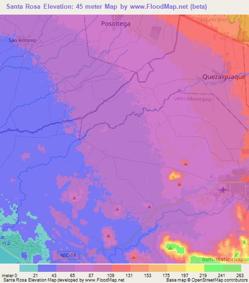 Santa Rosa,Nicaragua Elevation Map