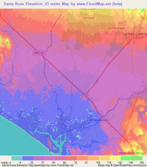 Santa Rosa,Nicaragua Elevation Map