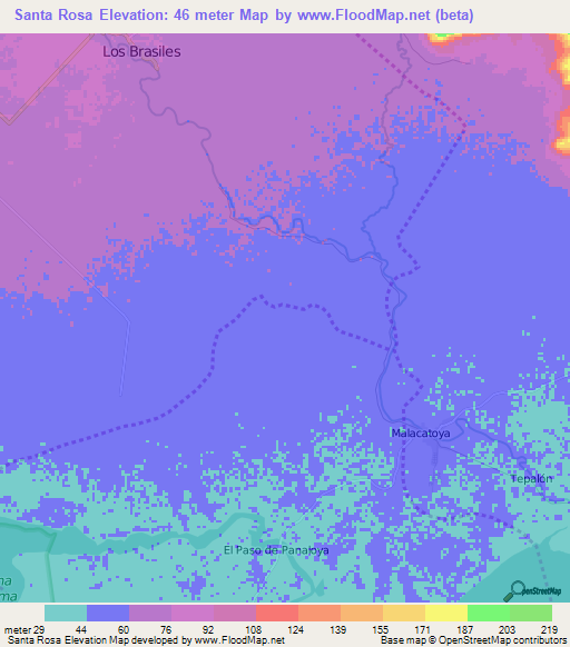 Santa Rosa,Nicaragua Elevation Map