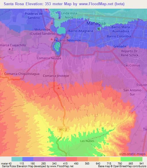 Santa Rosa,Nicaragua Elevation Map