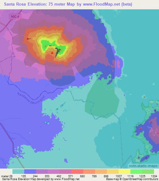 Santa Rosa,Nicaragua Elevation Map