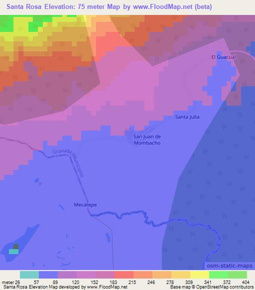 Santa Rosa,Nicaragua Elevation Map