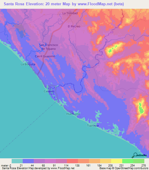 Santa Rosa,Nicaragua Elevation Map