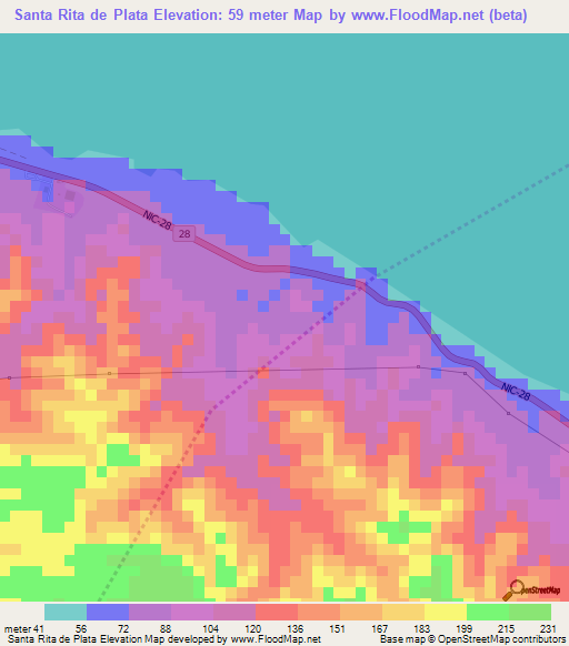 Santa Rita de Plata,Nicaragua Elevation Map