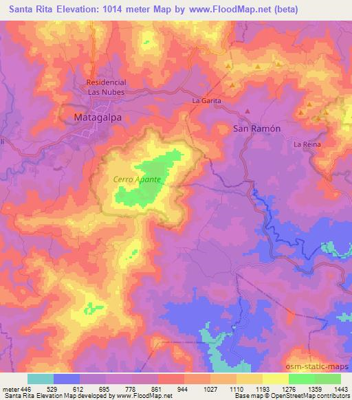 Santa Rita,Nicaragua Elevation Map