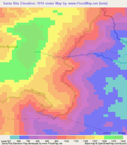 Santa Rita,Nicaragua Elevation Map