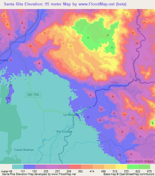 Santa Rita,Nicaragua Elevation Map