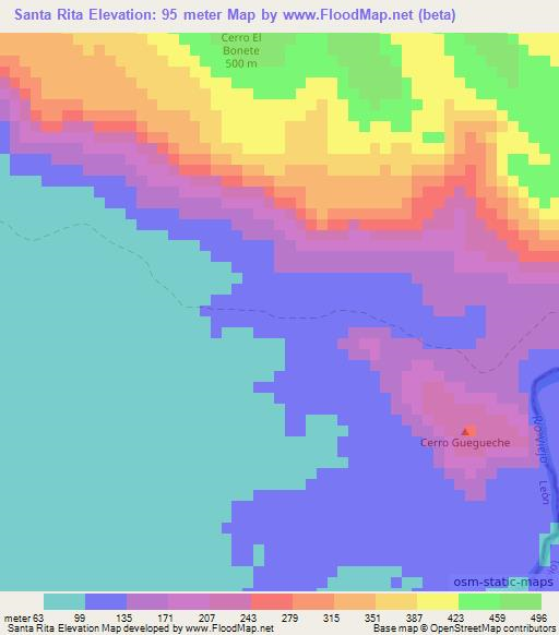 Santa Rita,Nicaragua Elevation Map