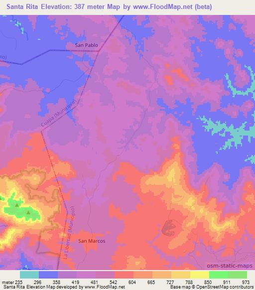 Santa Rita,Nicaragua Elevation Map