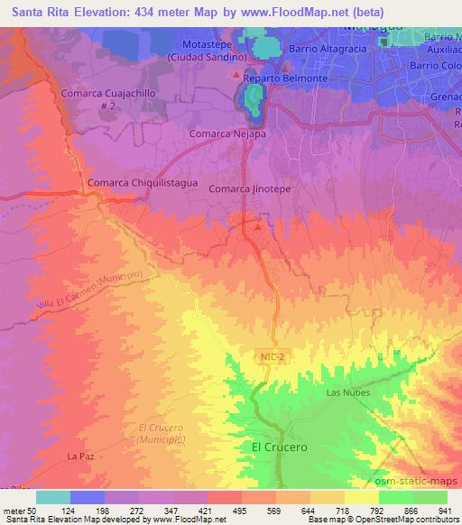 Santa Rita,Nicaragua Elevation Map