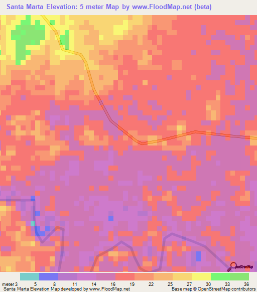 Santa Marta,Nicaragua Elevation Map