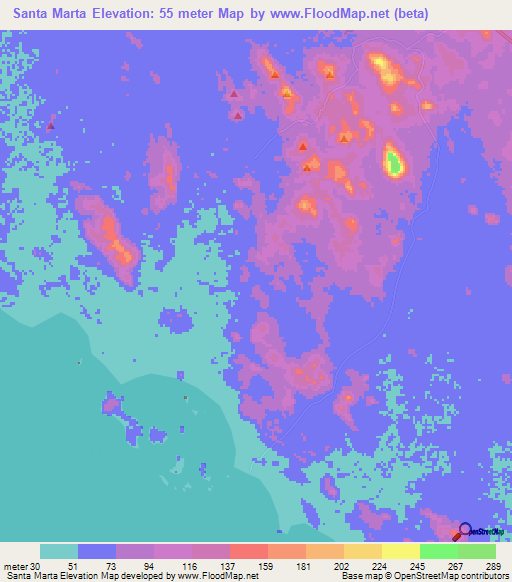 Santa Marta,Nicaragua Elevation Map