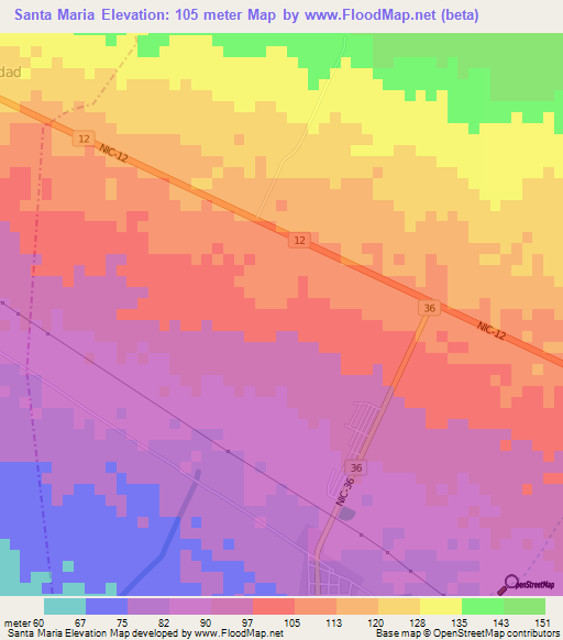 Santa Maria,Nicaragua Elevation Map