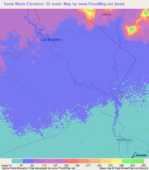 Santa Maria,Nicaragua Elevation Map