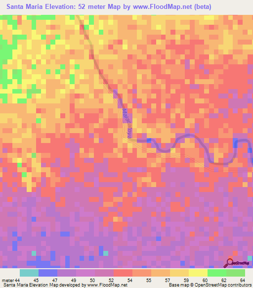 Santa Maria,Nicaragua Elevation Map