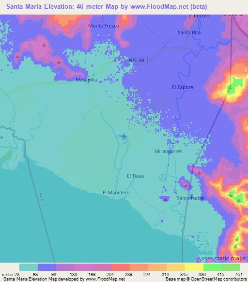 Santa Maria,Nicaragua Elevation Map