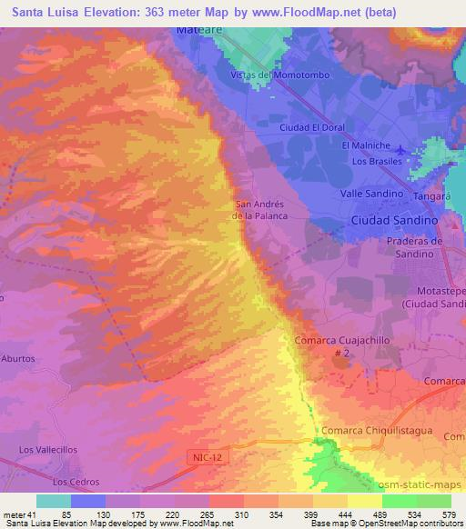 Santa Luisa,Nicaragua Elevation Map