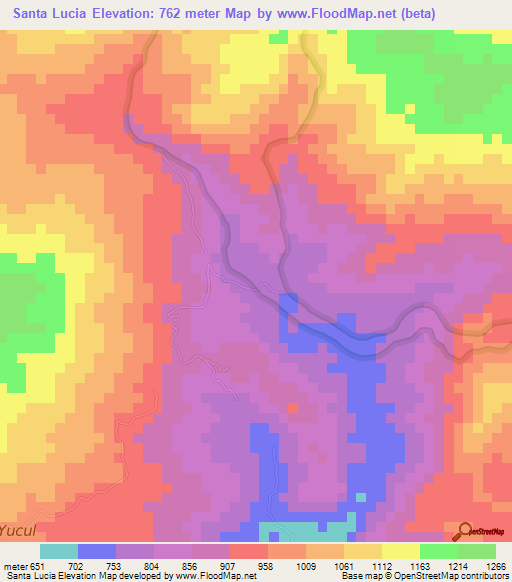 Santa Lucia,Nicaragua Elevation Map