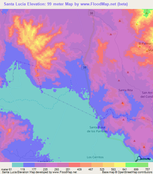 Santa Lucia,Nicaragua Elevation Map