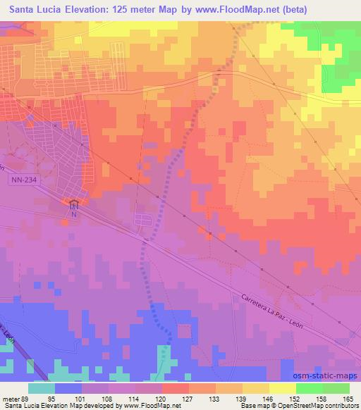 Santa Lucia,Nicaragua Elevation Map