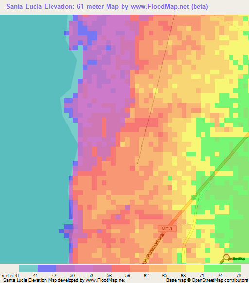 Santa Lucia,Nicaragua Elevation Map