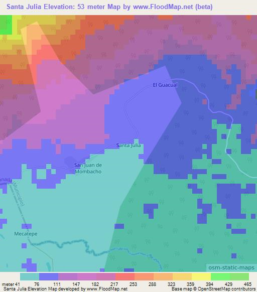 Santa Julia,Nicaragua Elevation Map