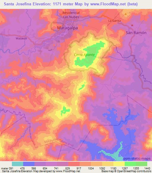 Santa Josefina,Nicaragua Elevation Map