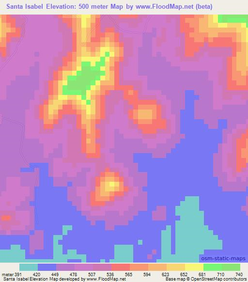 Santa Isabel,Nicaragua Elevation Map