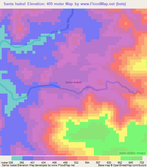 Santa Isabel,Nicaragua Elevation Map