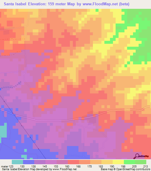 Santa Isabel,Nicaragua Elevation Map