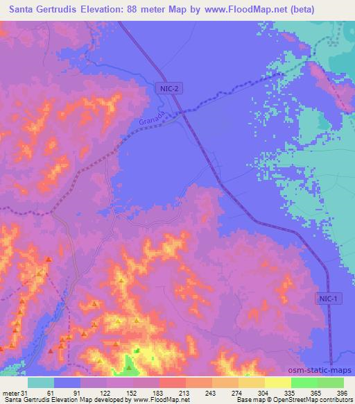 Santa Gertrudis,Nicaragua Elevation Map