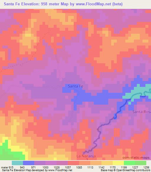 Santa Fe,Nicaragua Elevation Map
