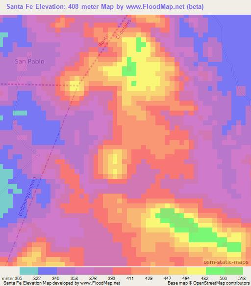 Santa Fe,Nicaragua Elevation Map